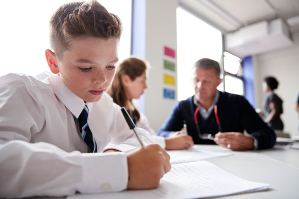 Boy in secondary school in North Wales